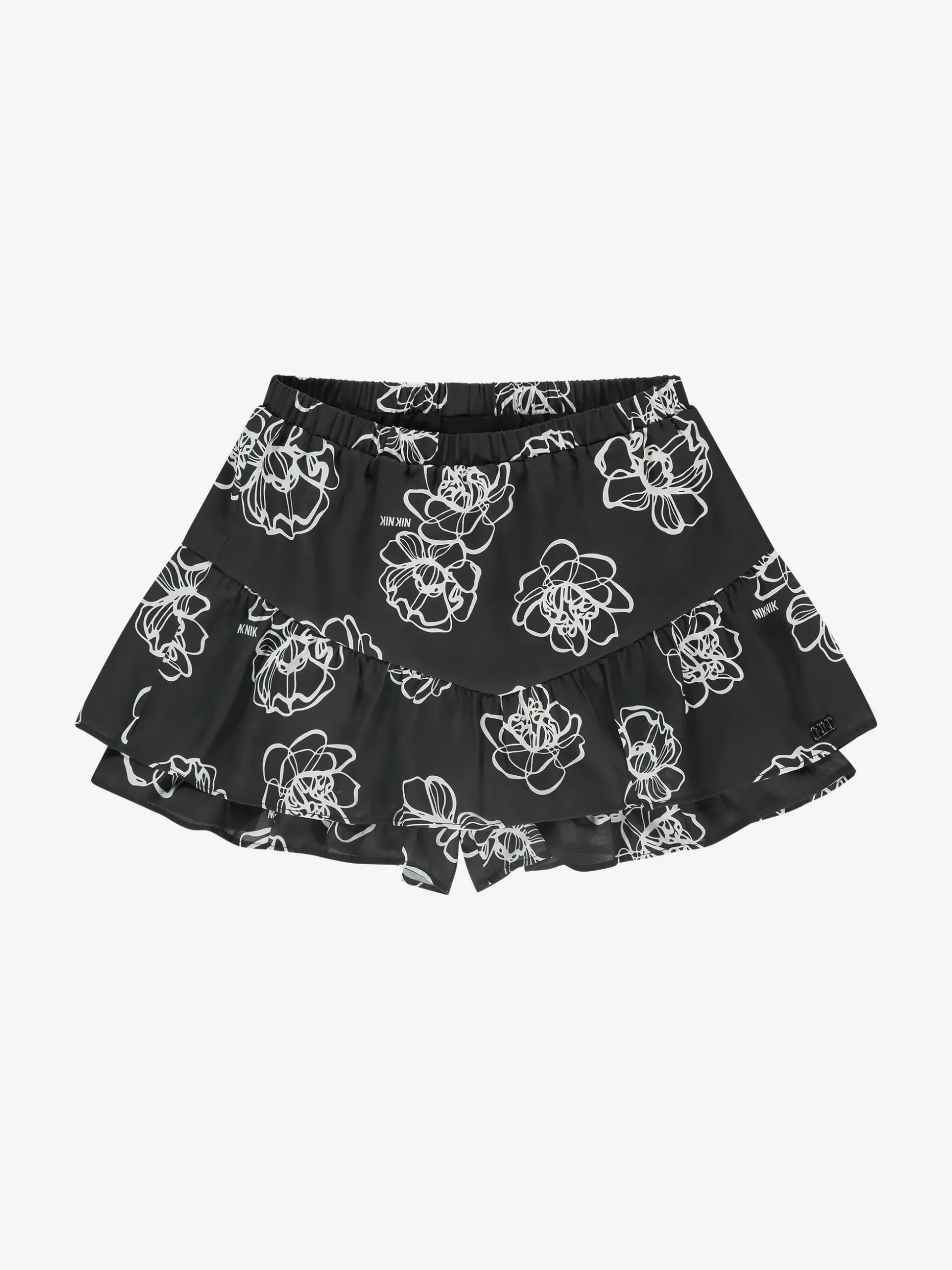 Korte skort met bloemenprint en laagjes