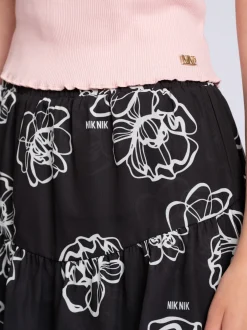 Korte skort met bloemenprint en laagjes