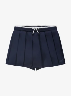 Korte skort met plooien en dubbele tailleband