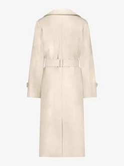 Lange trenchcoat met melange patroon en ceintuur