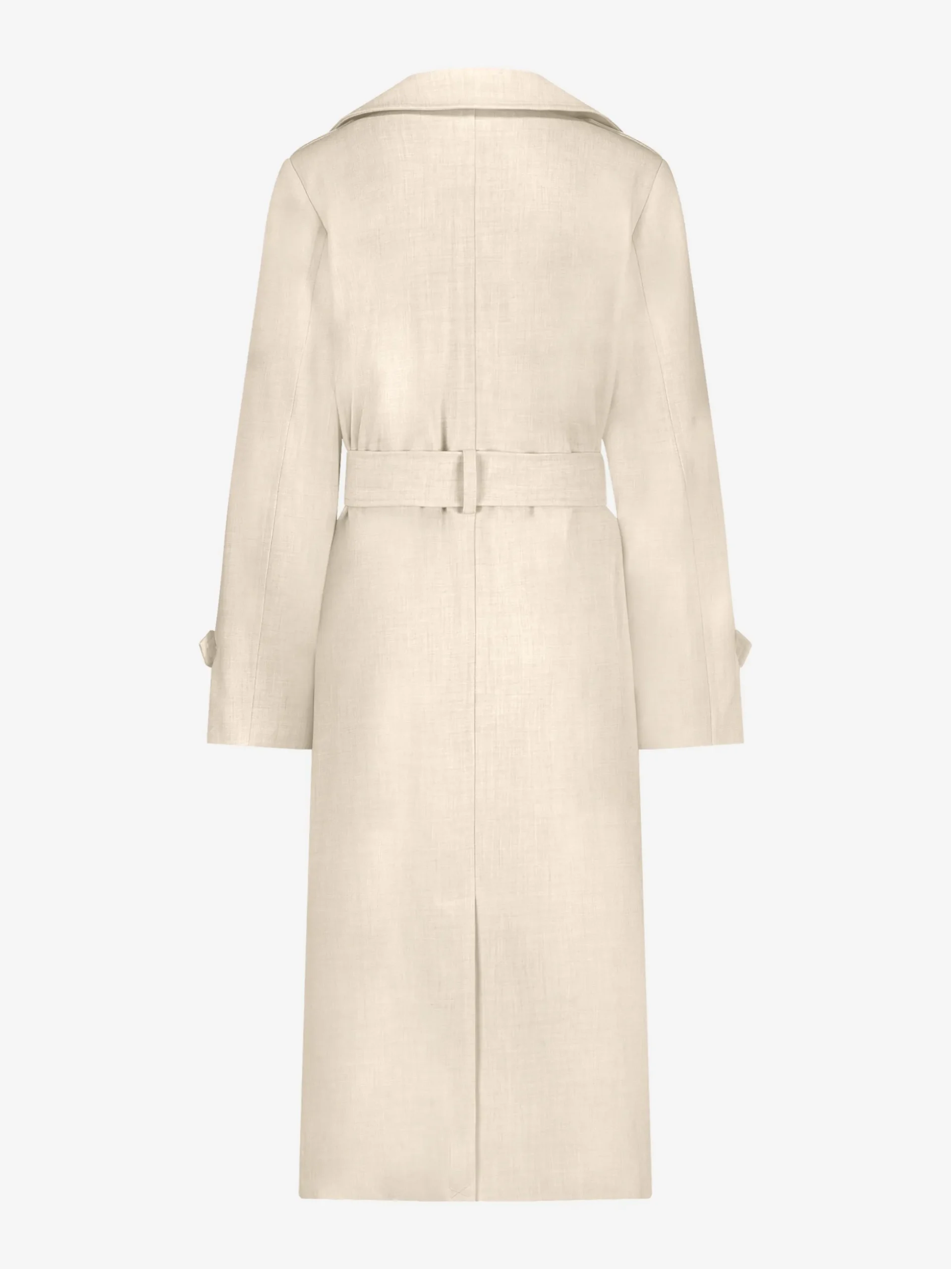 Lange trenchcoat met melange patroon en ceintuur
