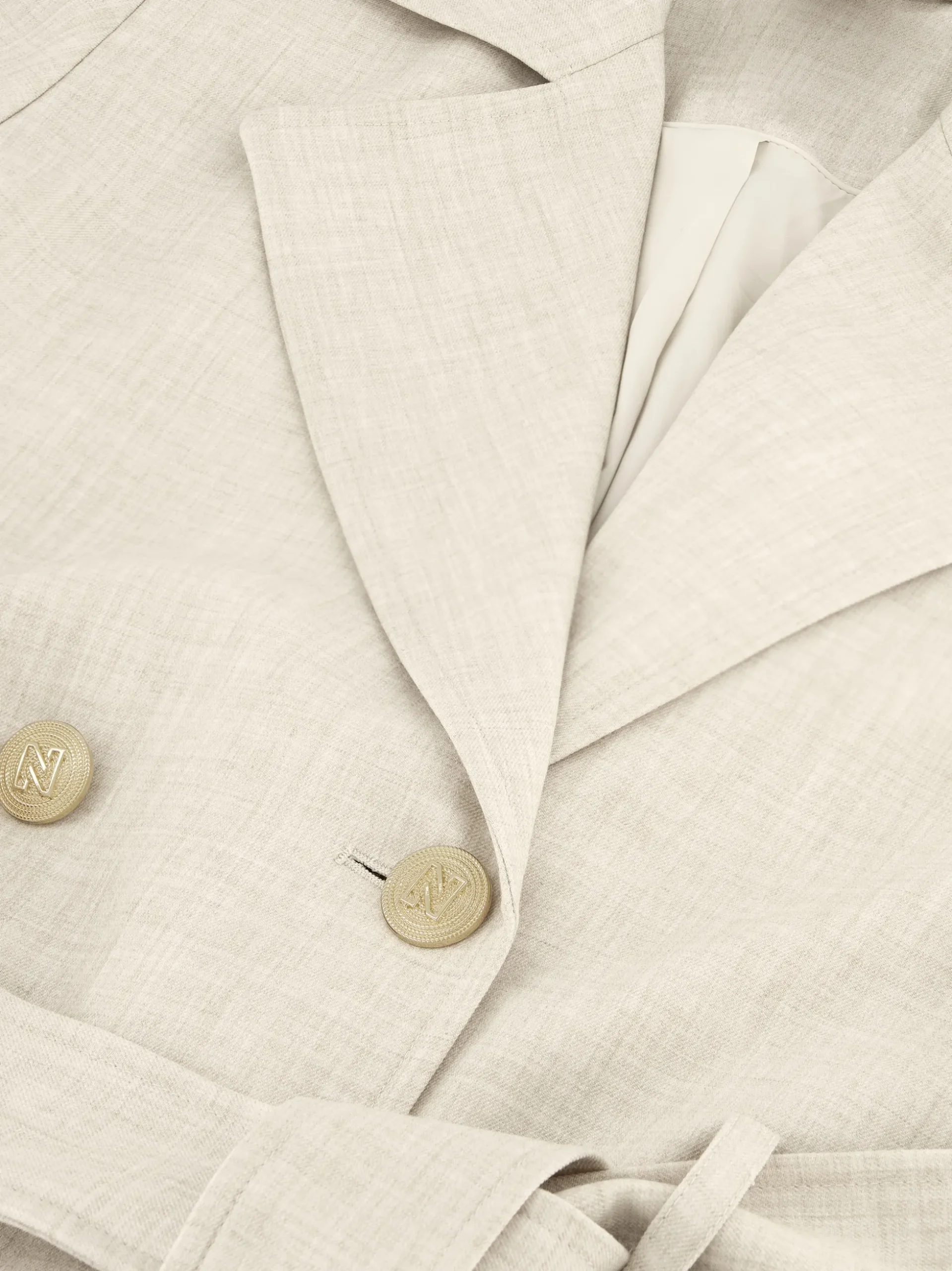 Lange trenchcoat met melange patroon en ceintuur