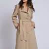 Lange trenchcoat met tweelaags effect en studs