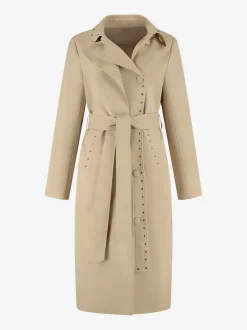 Lange trenchcoat met tweelaags effect en studs