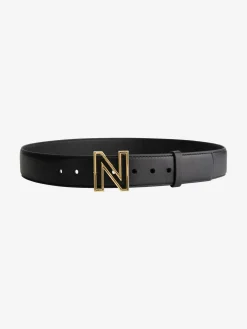 Leren riem met N-logo gesp