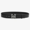 Leren riem met N-logo gesp