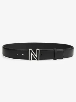 Leren riem met N-logo gesp