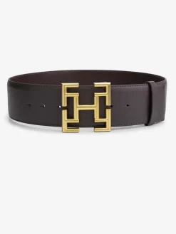 Leren taille riem met logo gesp