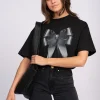 Losvallend T-shirt met strik print