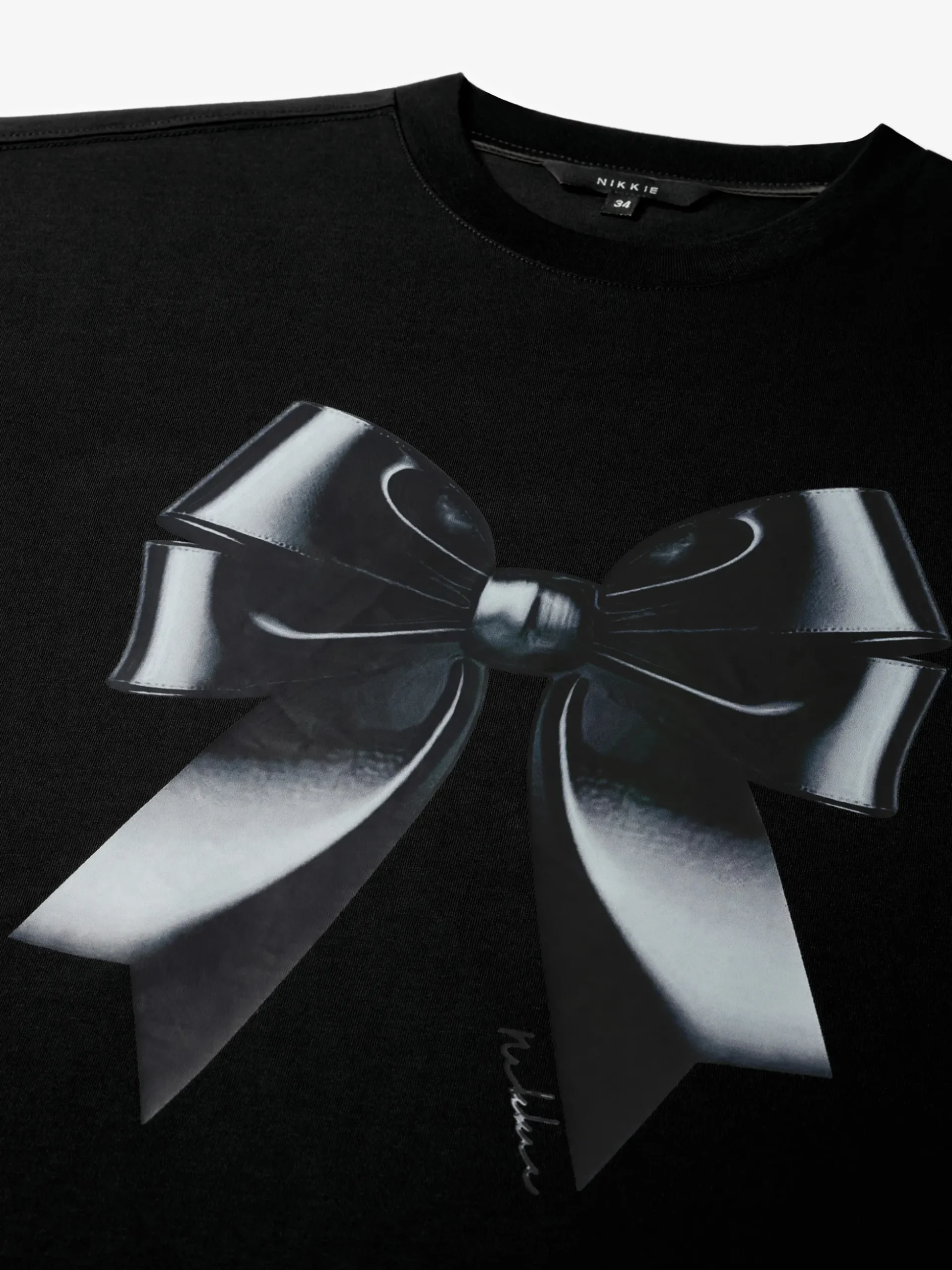 Losvallend T-shirt met strik print