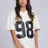 Losvallend varsity T-shirt met grafische print