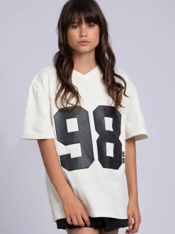 Losvallend varsity T-shirt met grafische print