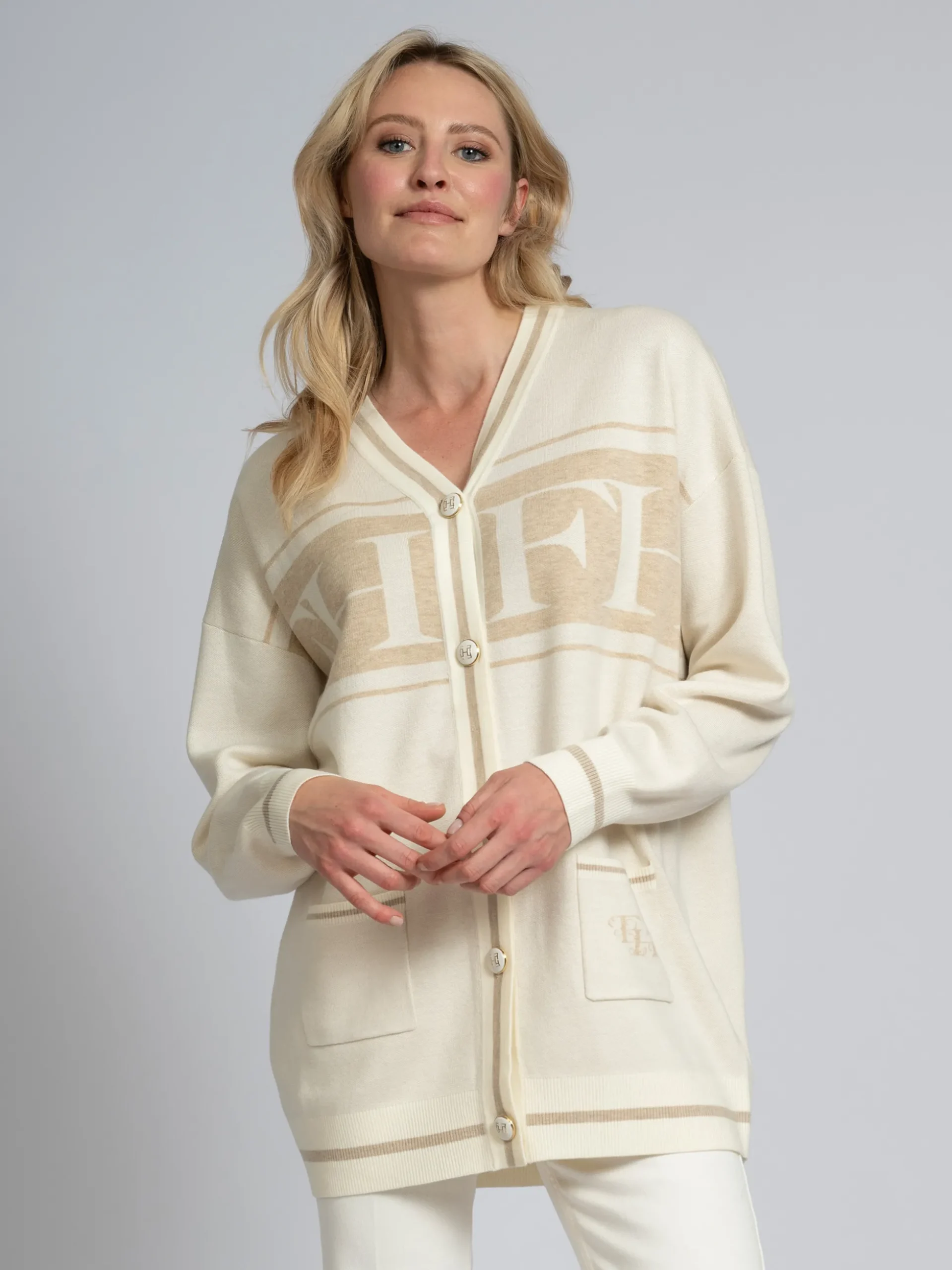 Losvallend vest met FIFTH HOUSE logo en streepdetails