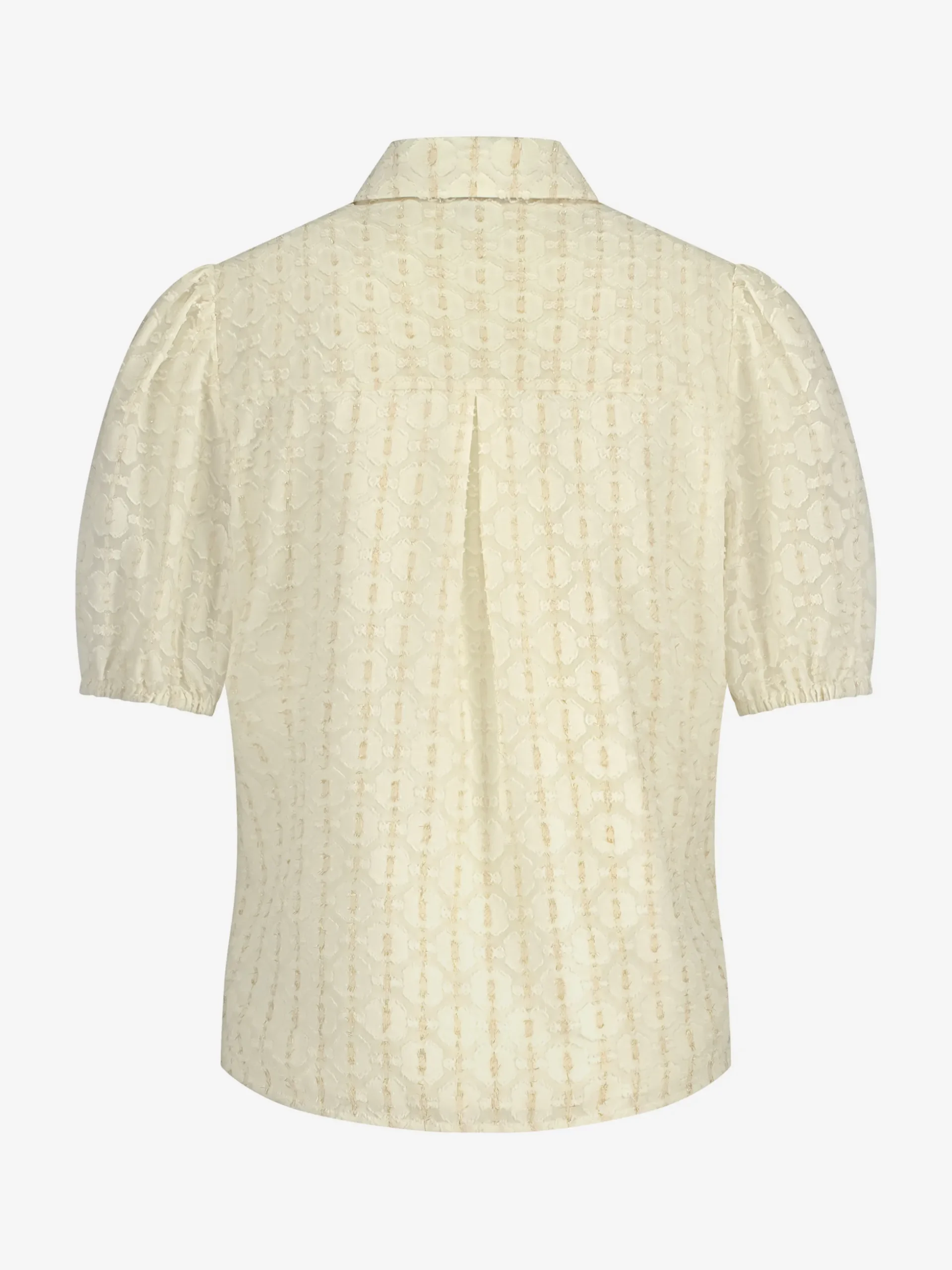 Losvallende blouse met pofmouwen en strikdetail