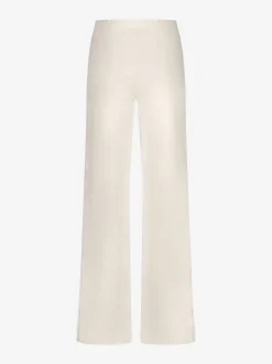 Losvallende broek met logo patroon en sierknopen