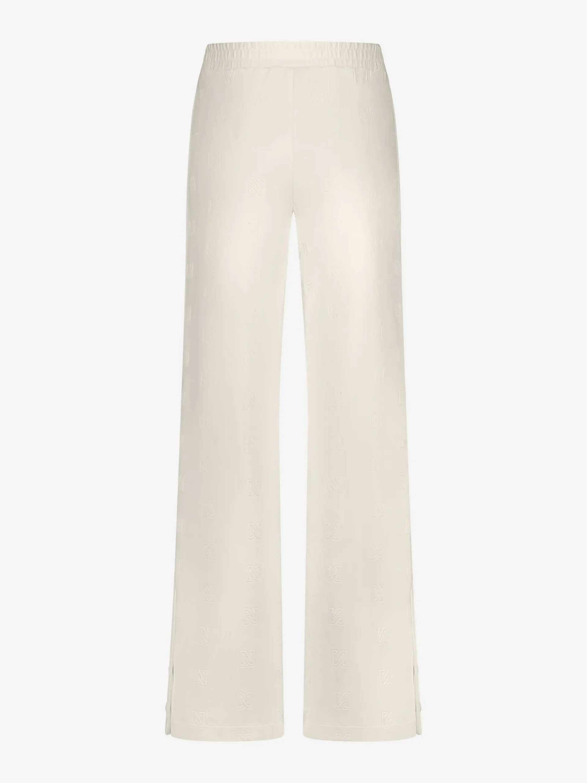 Losvallende broek met logo patroon en sierknopen