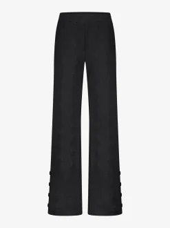 Losvallende broek met logo patroon en sierknopen