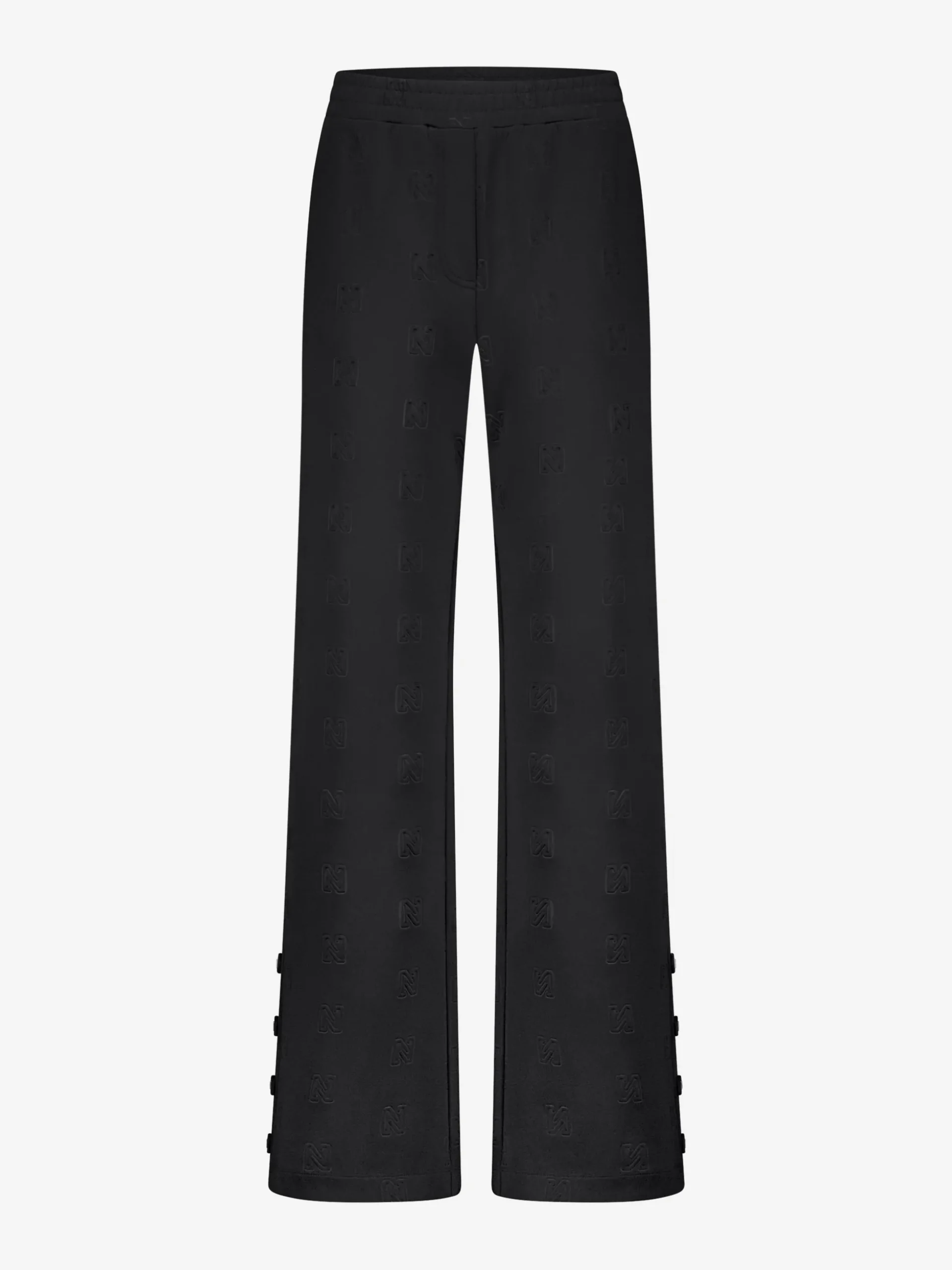 Losvallende broek met logo patroon en sierknopen