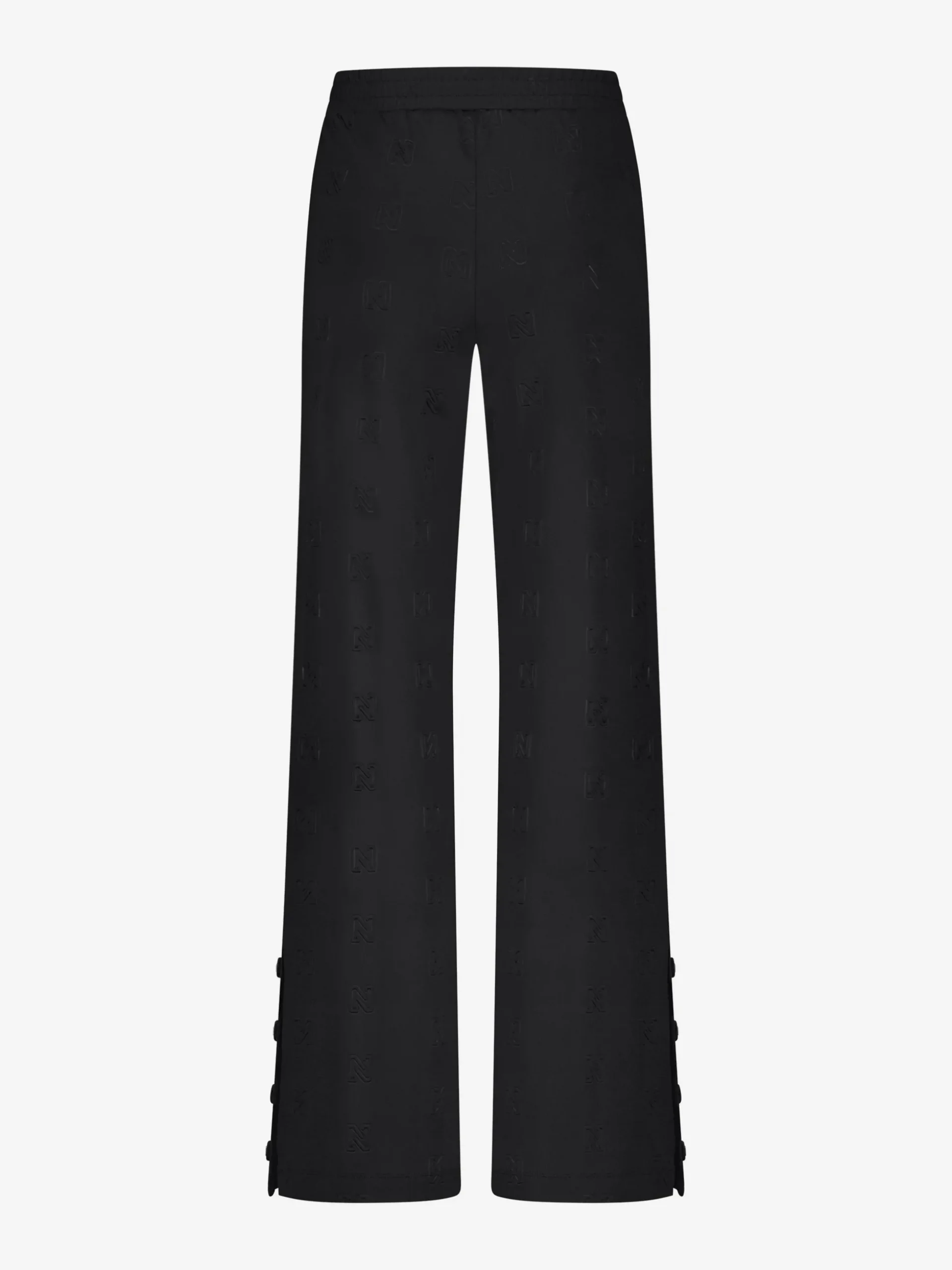 Losvallende broek met logo patroon en sierknopen