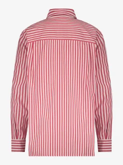 Losvallende gestreepte blouse met geborduurd logo