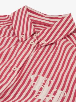 Losvallende gestreepte blouse met geborduurd logo