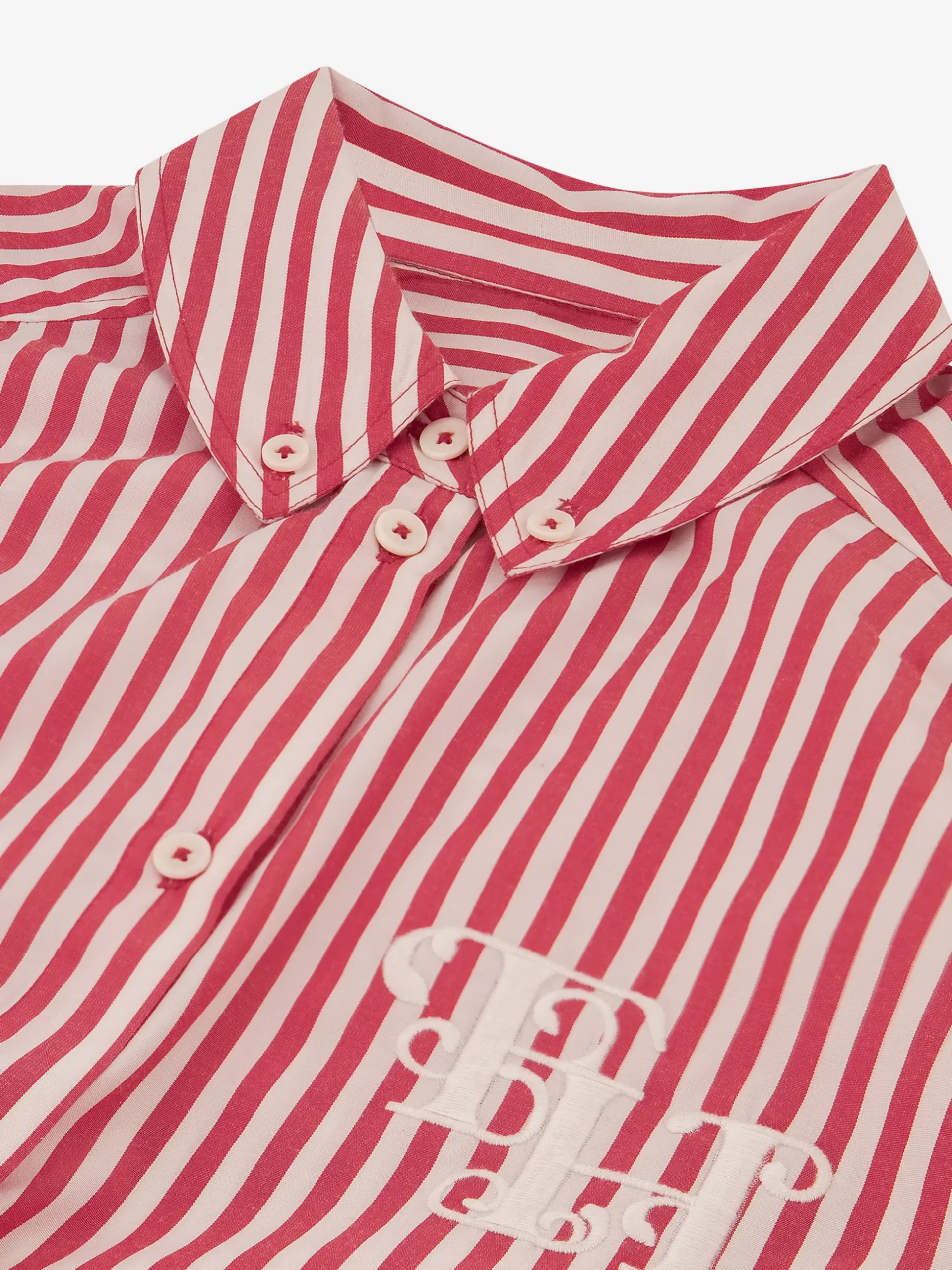 Losvallende gestreepte blouse met geborduurd logo