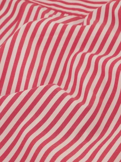 Losvallende gestreepte blouse met geborduurd logo