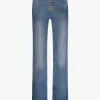 Losvallende jeans met rij knopen