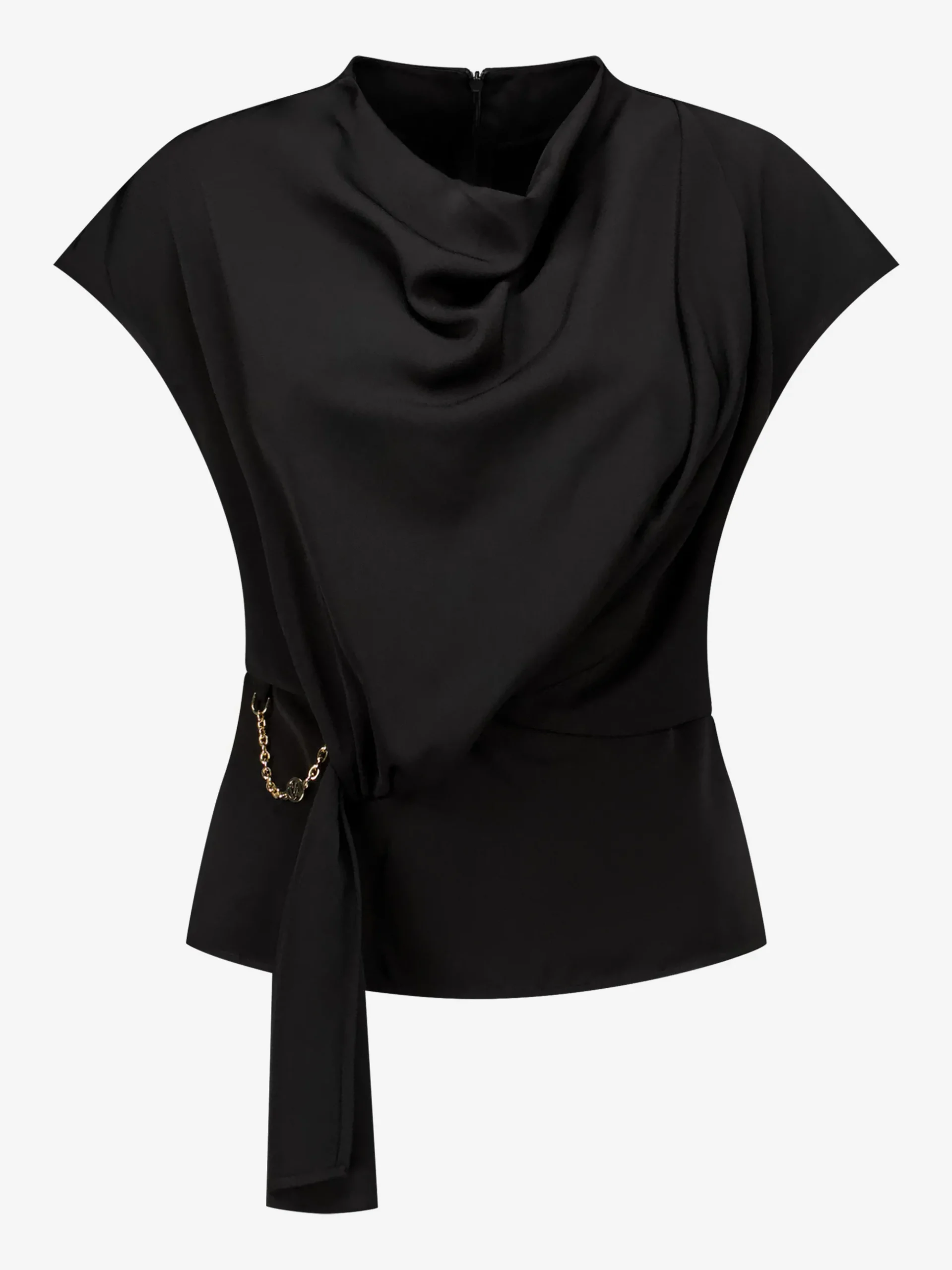 Losvallende top met gedraaid knoop detail en ketting accent
