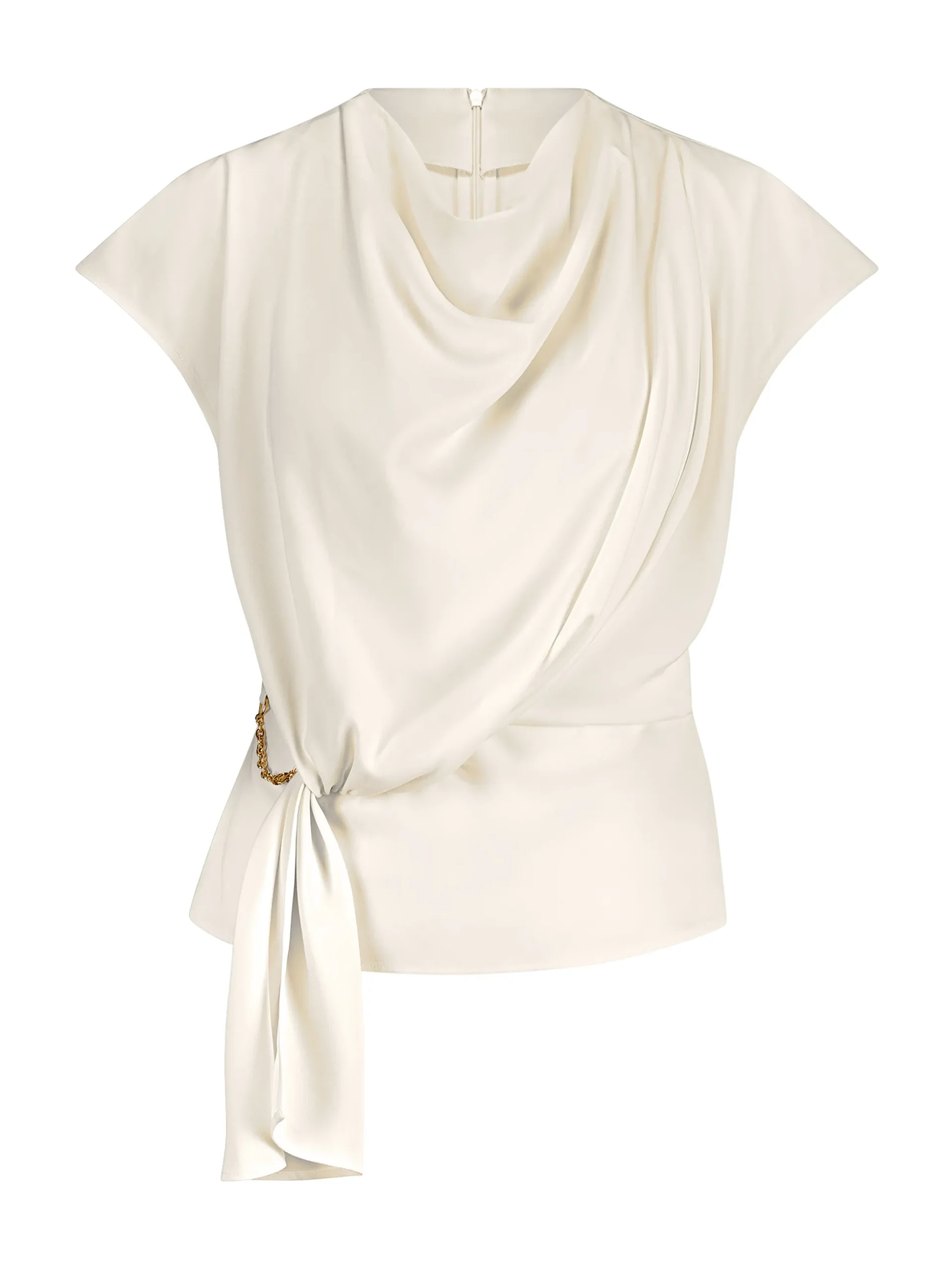 Losvallende top met gedraaid knoop detail en ketting accent