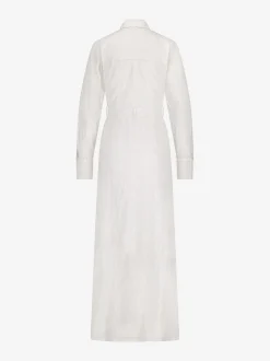 Maxi blousejurk van broderie anglaise met strikceintuur
