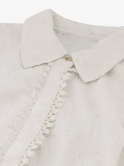 Maxi blousejurk van broderie anglaise met strikceintuur