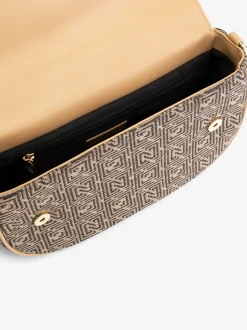 Midi schoudertas met logo patroon