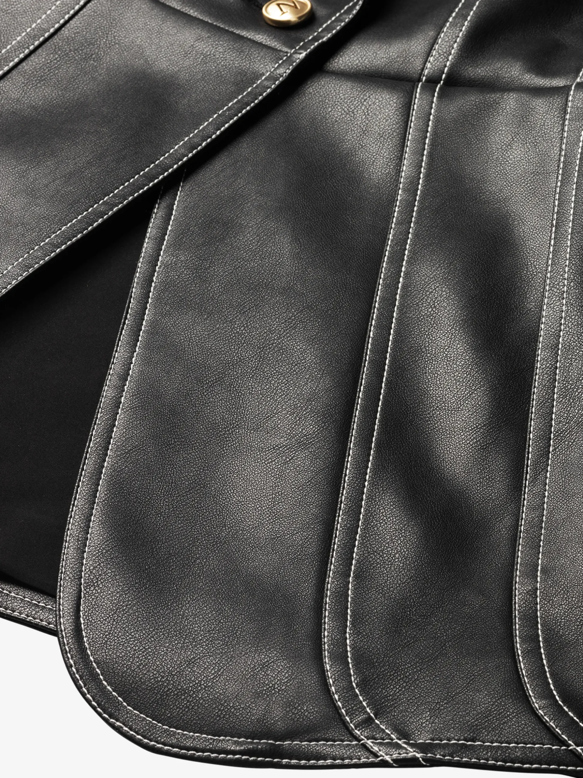 Mouwloos gilet van imitatieleer met witte stiksels