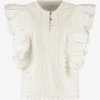 Mouwloze top met volants en broderie