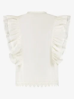 Mouwloze top met volants en broderie