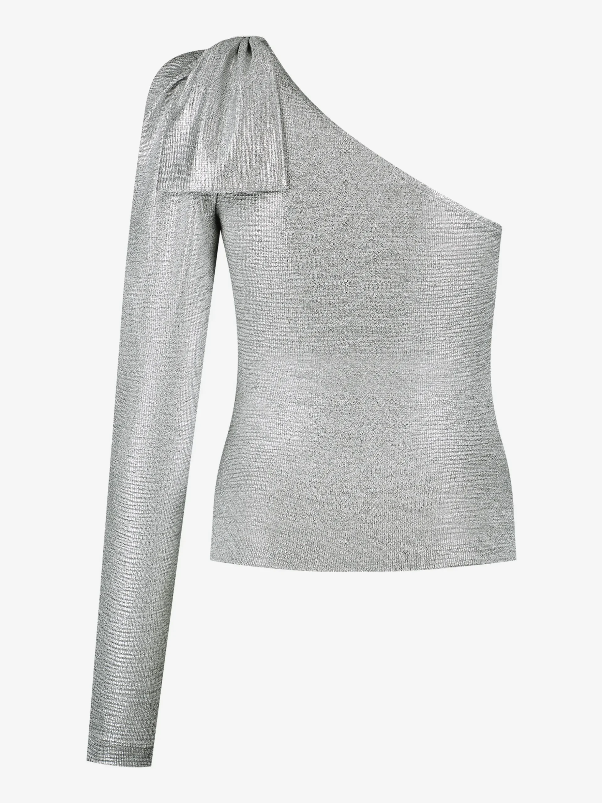 One shoulder top met strik op schouder