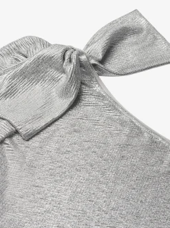 One shoulder top met strik op schouder