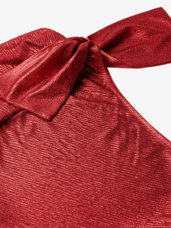 One shoulder top met strik op schouder