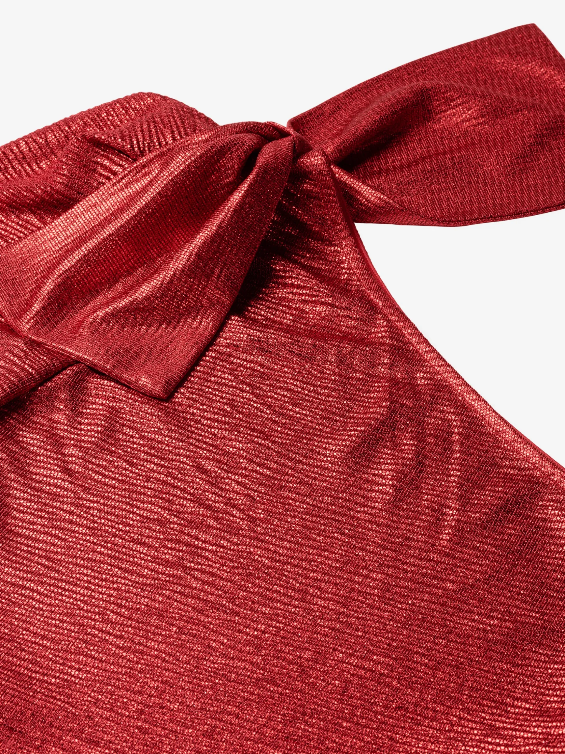 One shoulder top met strik op schouder