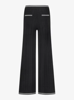 Opengebreide broek met witte biezen