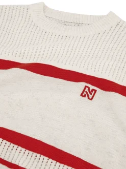 Opengebreide top met strepen en N-logo