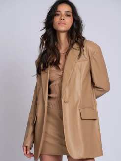 Oversized blazer van imitatieleer
