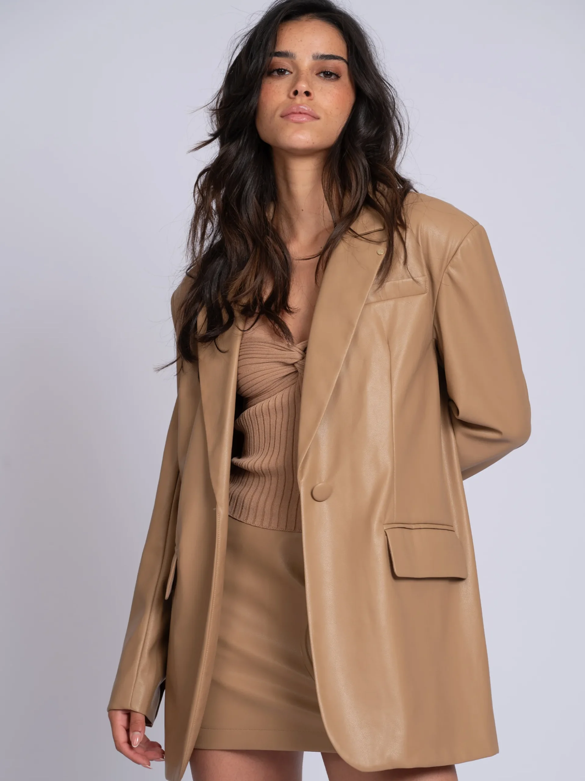 Oversized blazer van imitatieleer