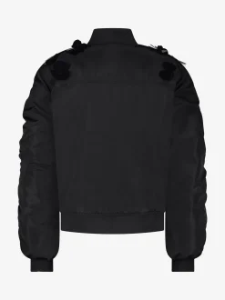 Oversized bomber jack met pailletten en geplooide mouwen