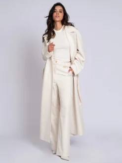Oversized trenchcoat met ceintuur en logo detail