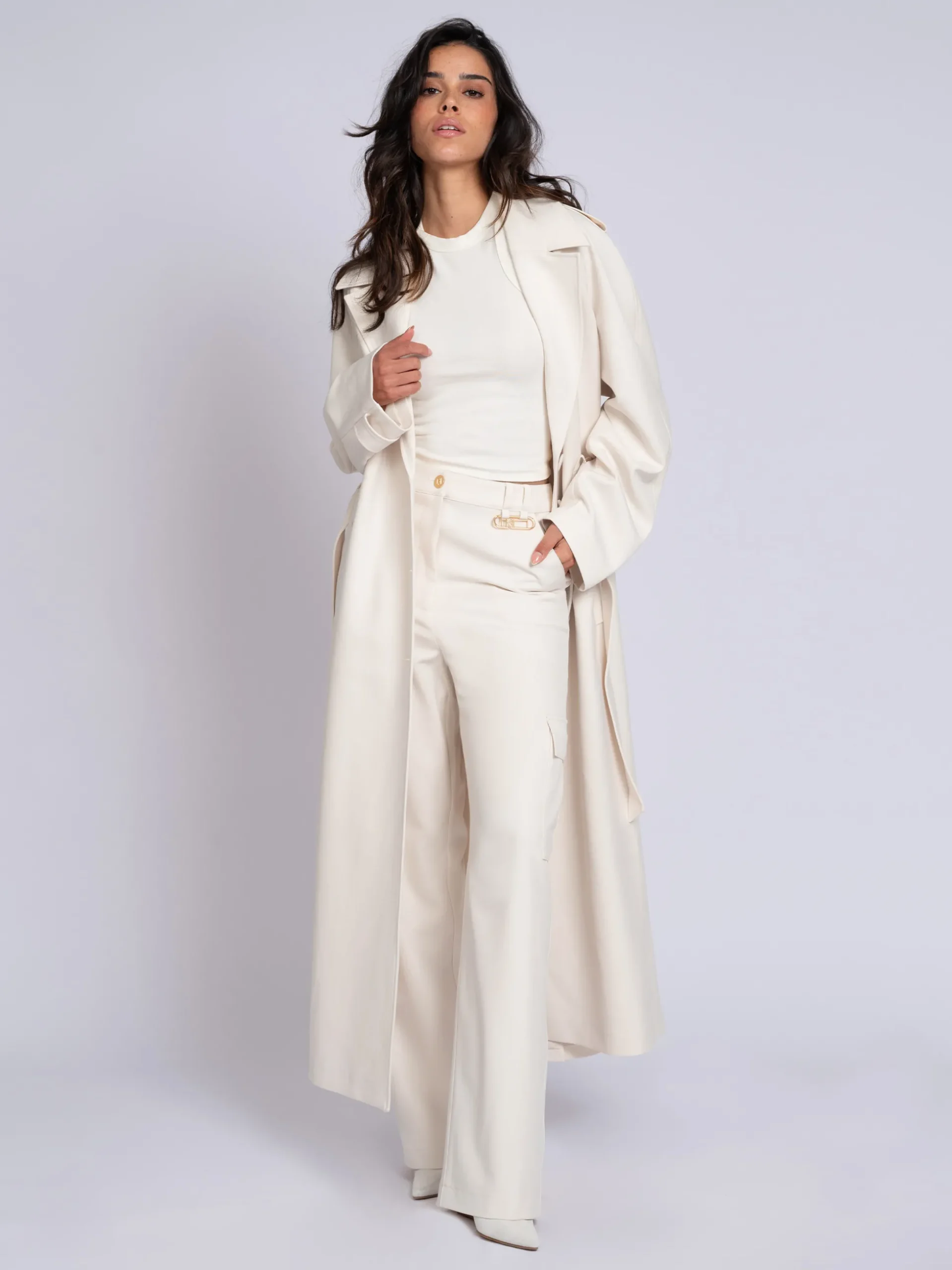 Oversized trenchcoat met ceintuur en logo detail