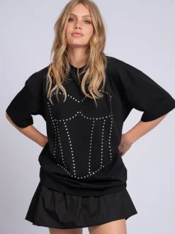 Oversized T-shirt met strass steentjes