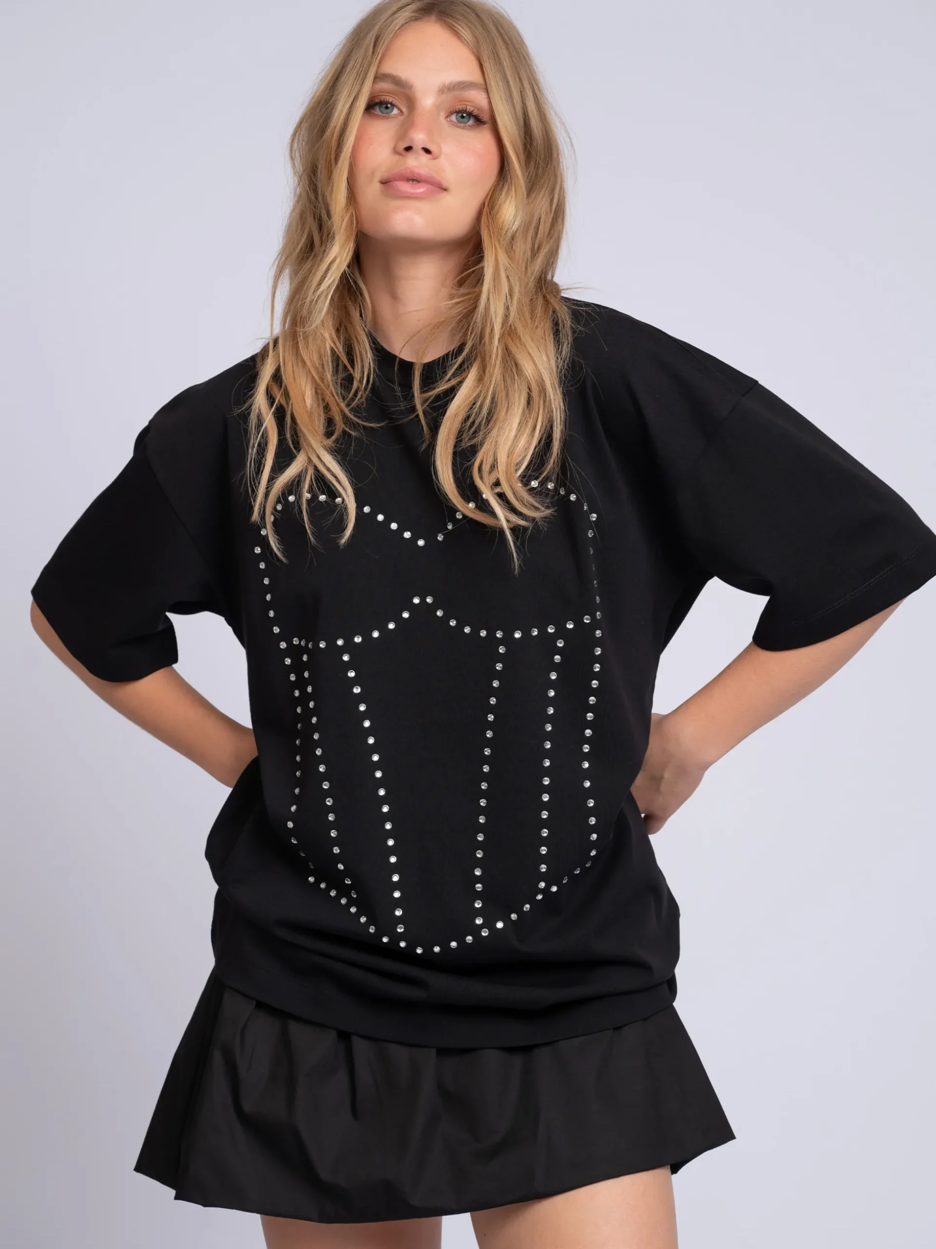 Oversized T-shirt met strass steentjes