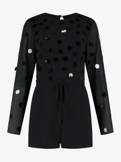 Playsuit met pailletten en een strikkoord